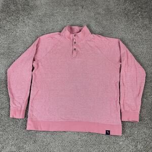 Margaritaville Island Sweater Mens XL Pink Mock Neck Button Pullover Reserve